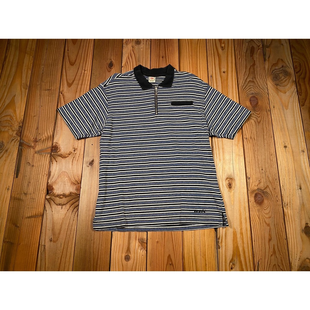 Vintage 90s Levis Striped Quarter-Zip Polo Shirt